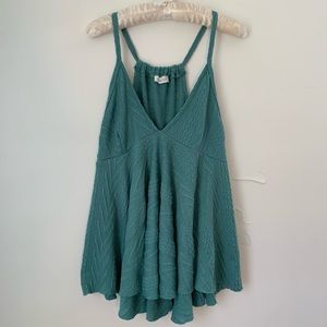 Bucket List Babydoll Teal Knit Tank Top